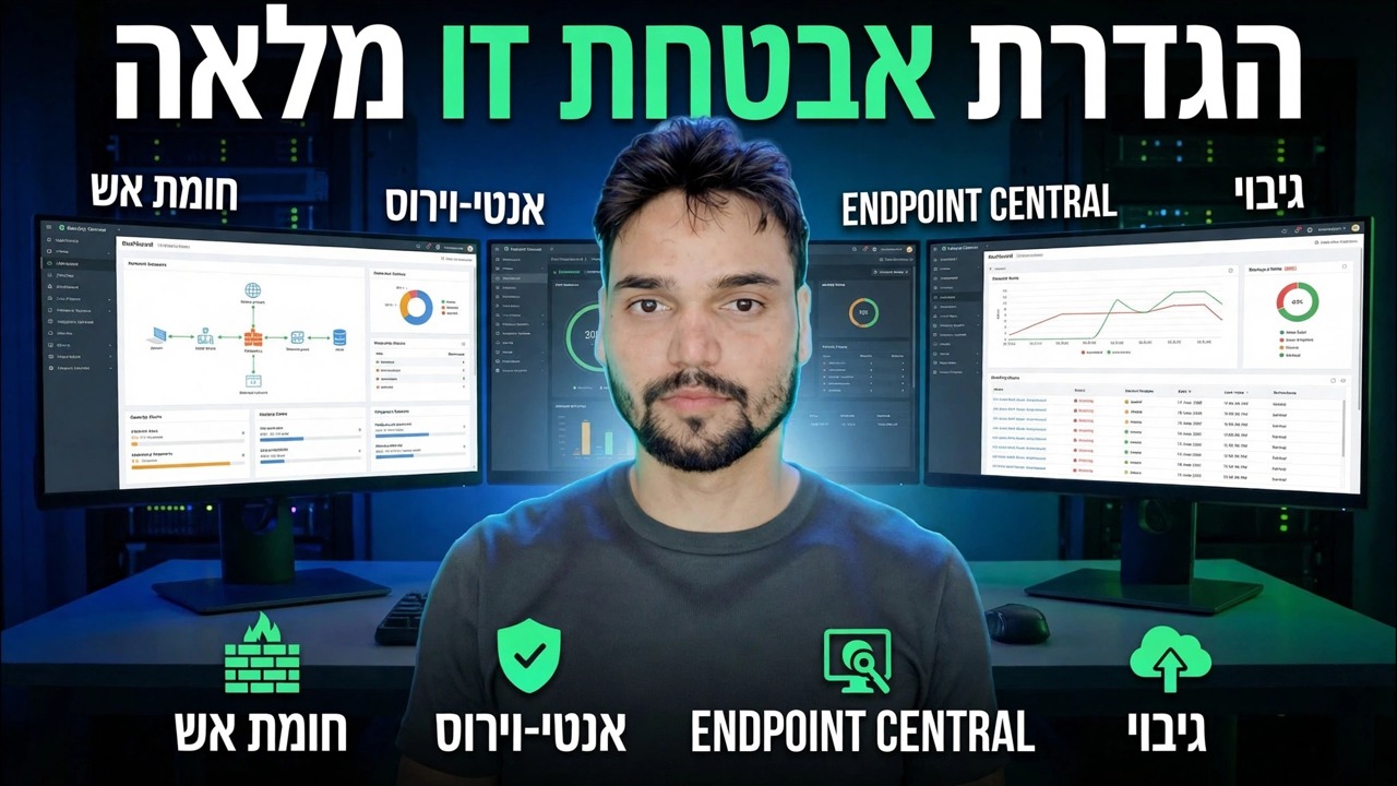 הגדרת אבטחת IT מלאה 🔥 הסבר חומת אש, נקודת קצה, אנטי וירוס וגיבוי