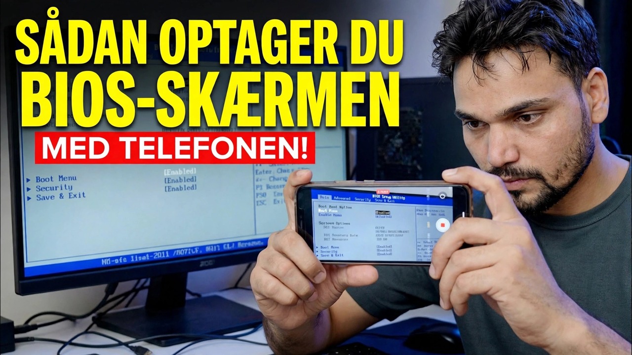 Optag computerens BIOS-skærm ved hjælp af telefon