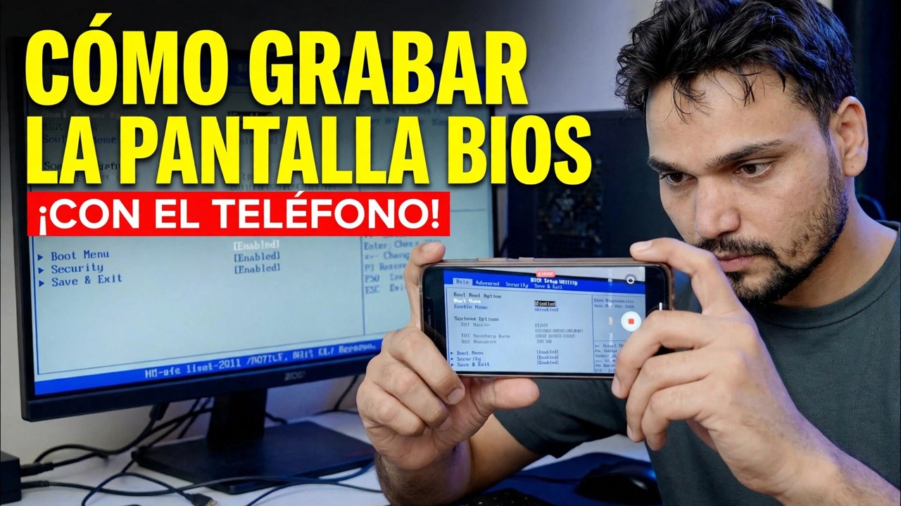 Grabar la pantalla del BIOS de la computadora usando el teléfono