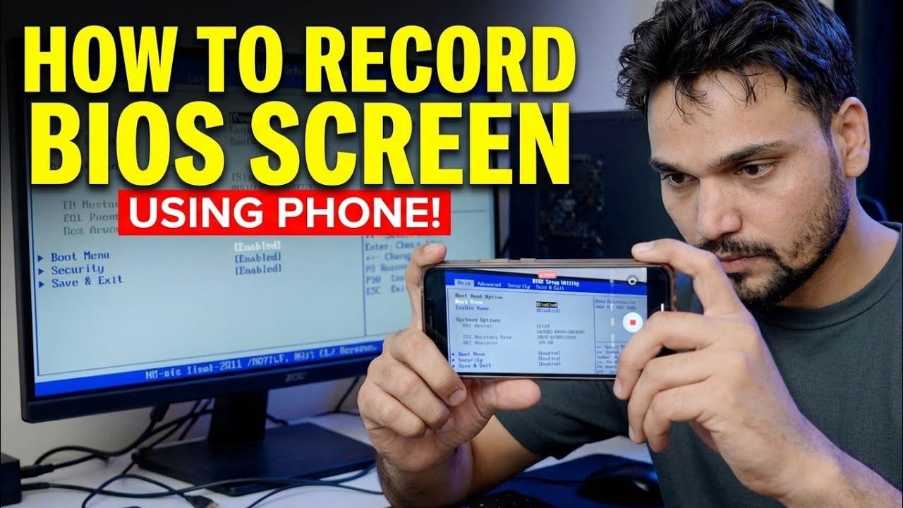 फ़ोन का उपयोग करके कंप्यूटर BIOS स्क्रीन रिकॉर्ड करें