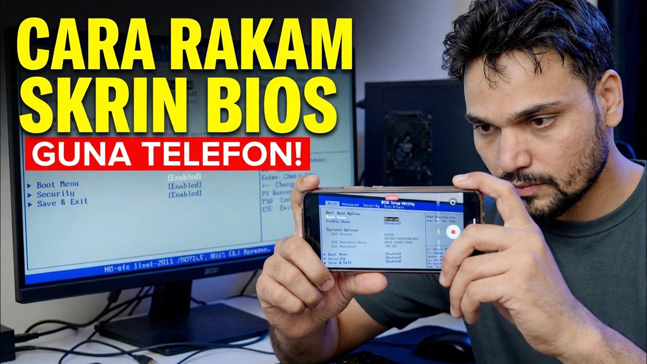 Rakam Skrin BIOS Komputer Menggunakan Telefon