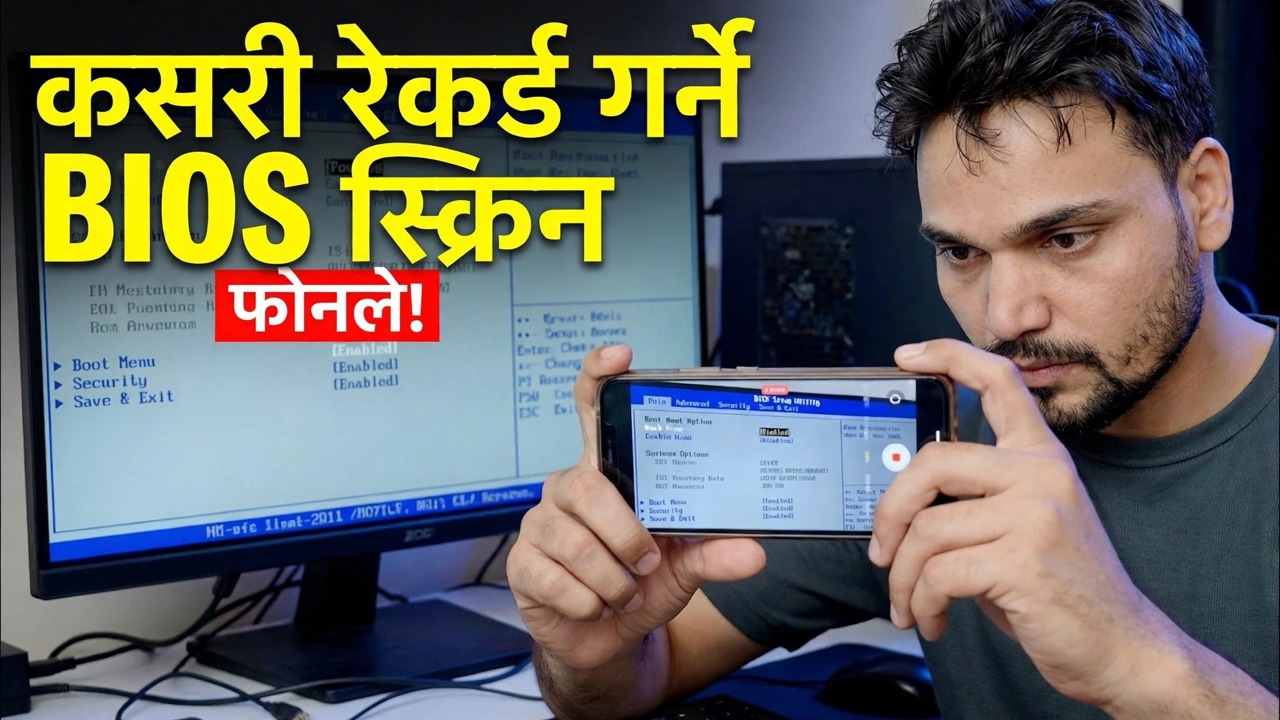 फोन प्रयोग गरेर कम्प्युटर BIOS स्क्रिन रेकर्ड गर्नुहोस्