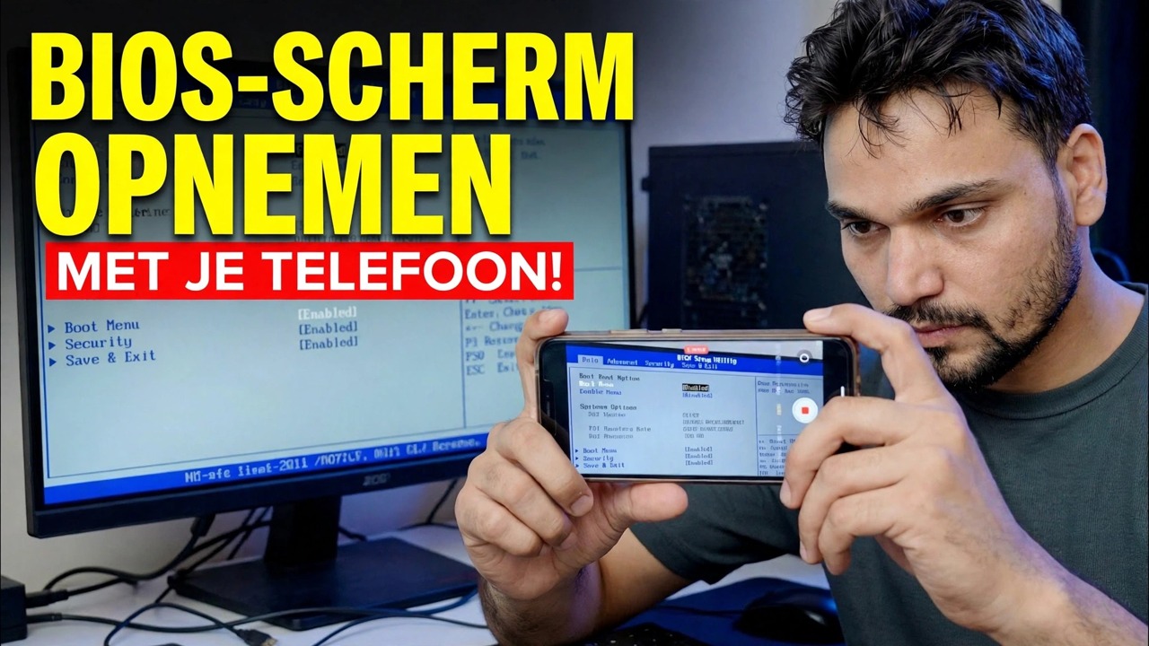 Neem het BIOS-scherm van de computer op met behulp van de telefoon