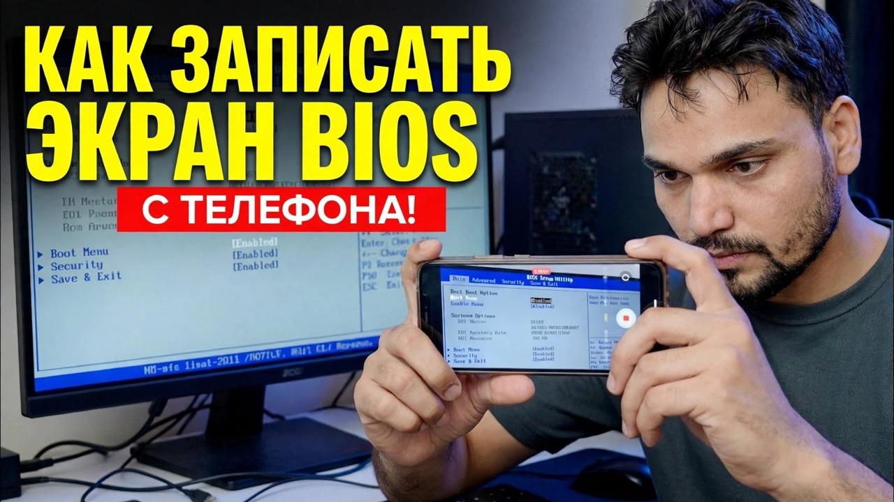 Запись экрана BIOS компьютера с помощью телефона