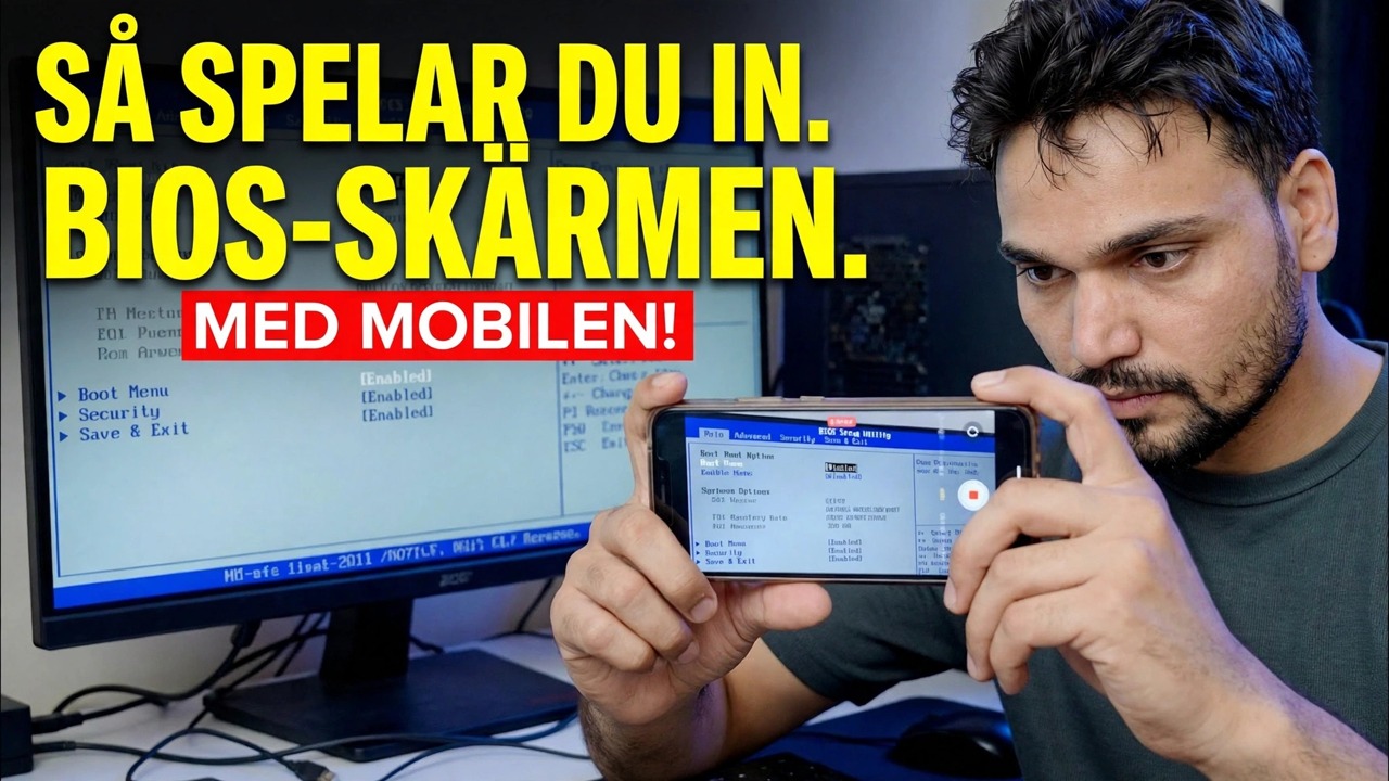 Spela in datorns BIOS-skärm med telefonen