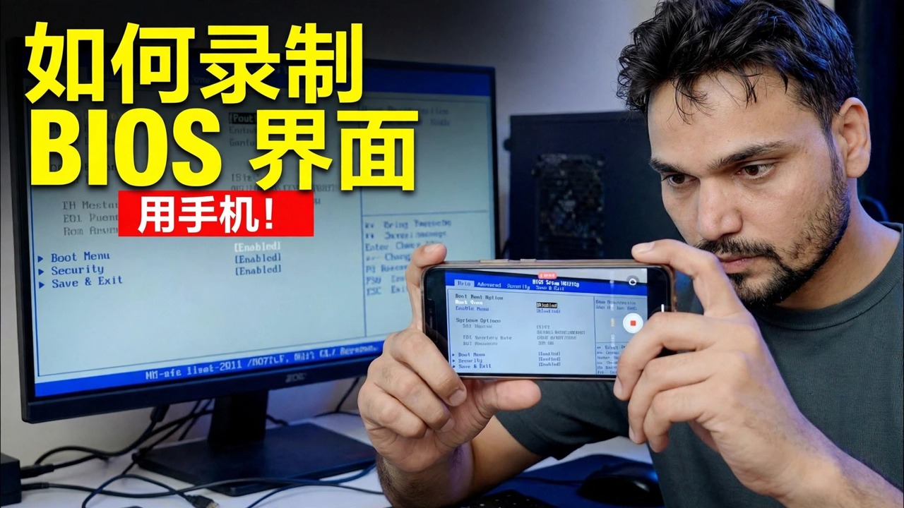使用手机录制计算机 BIOS 屏幕