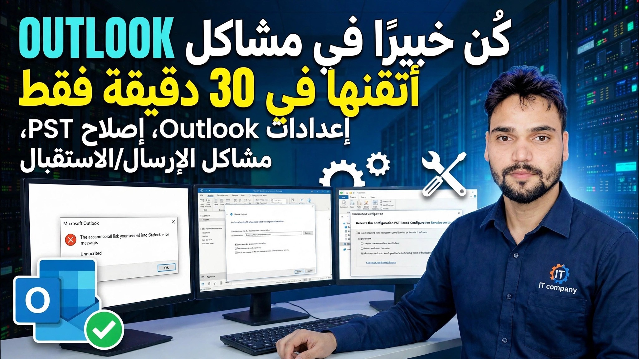 دليل إعداد Outlook الكامل وإصلاح الأخطاء 🔥 إعداد ملف تعريف IMAP POP PST ScanPST