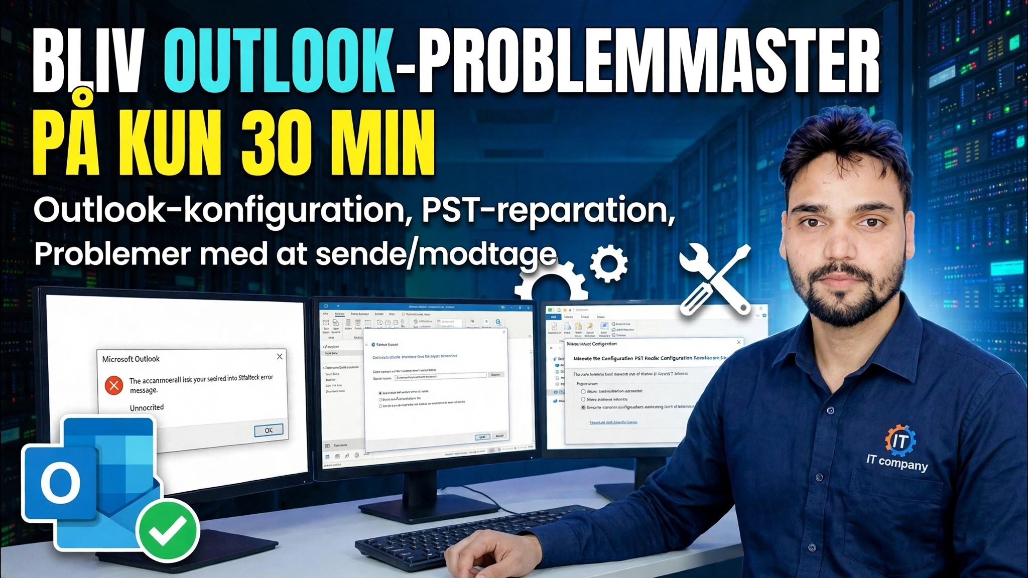 Outlook Fuld opsætning og fejlrettelsesvejledning 🔥 IMAP POP PST ScanPST profilopsætning