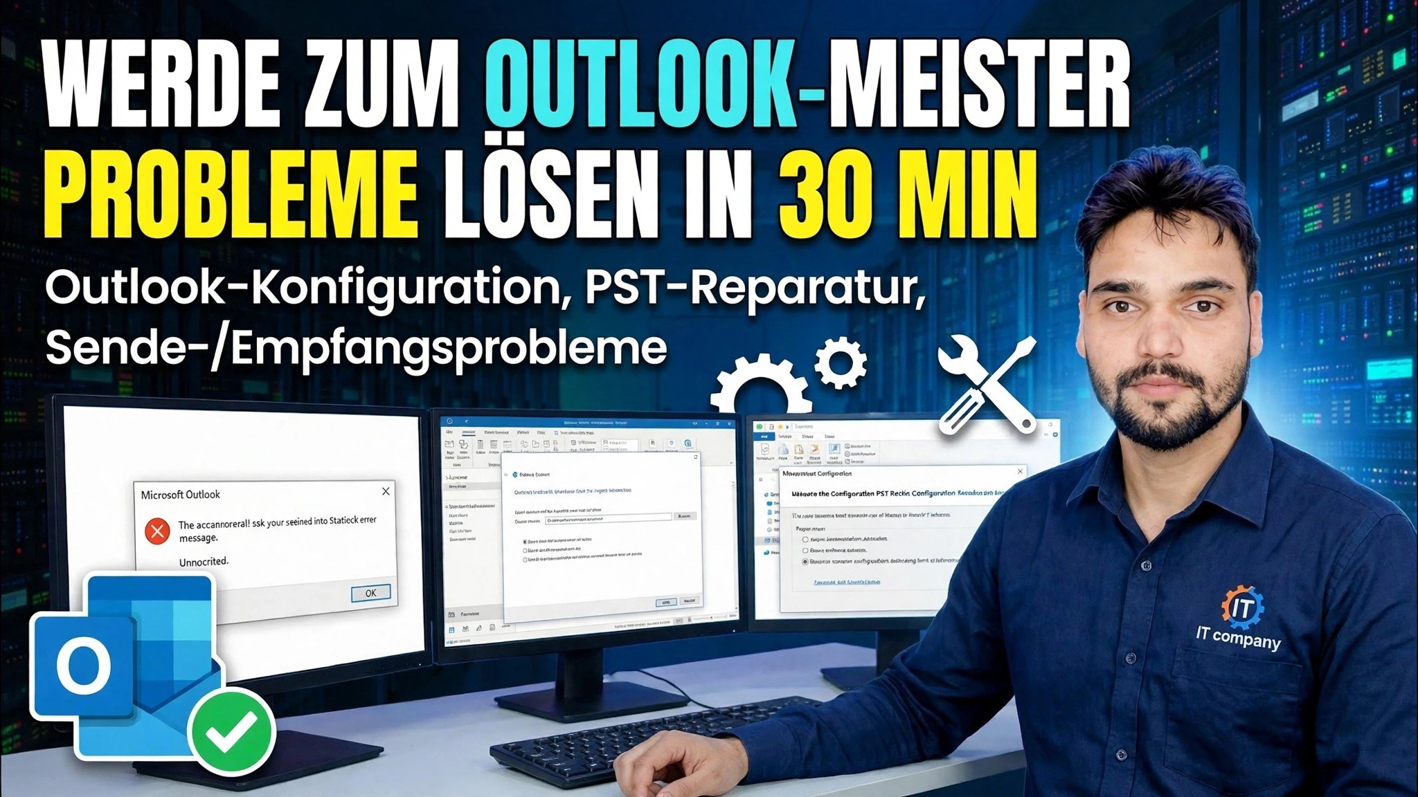 Anleitung zur vollständigen Einrichtung und Fehlerbehebung von Outlook 🔥 Einrichtung des IMAP POP PST ScanPST-Profils