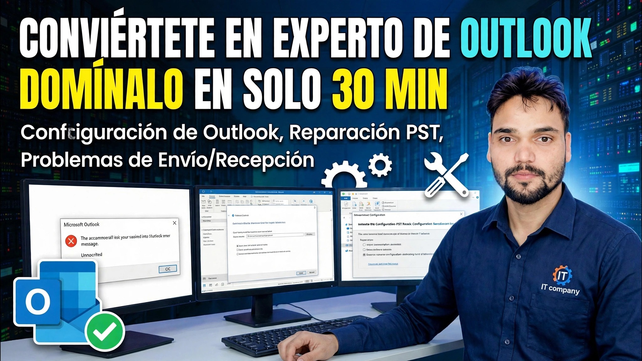 Guía completa de configuración y corrección de errores de Outlook 🔥 Configuración del perfil IMAP POP PST ScanPST