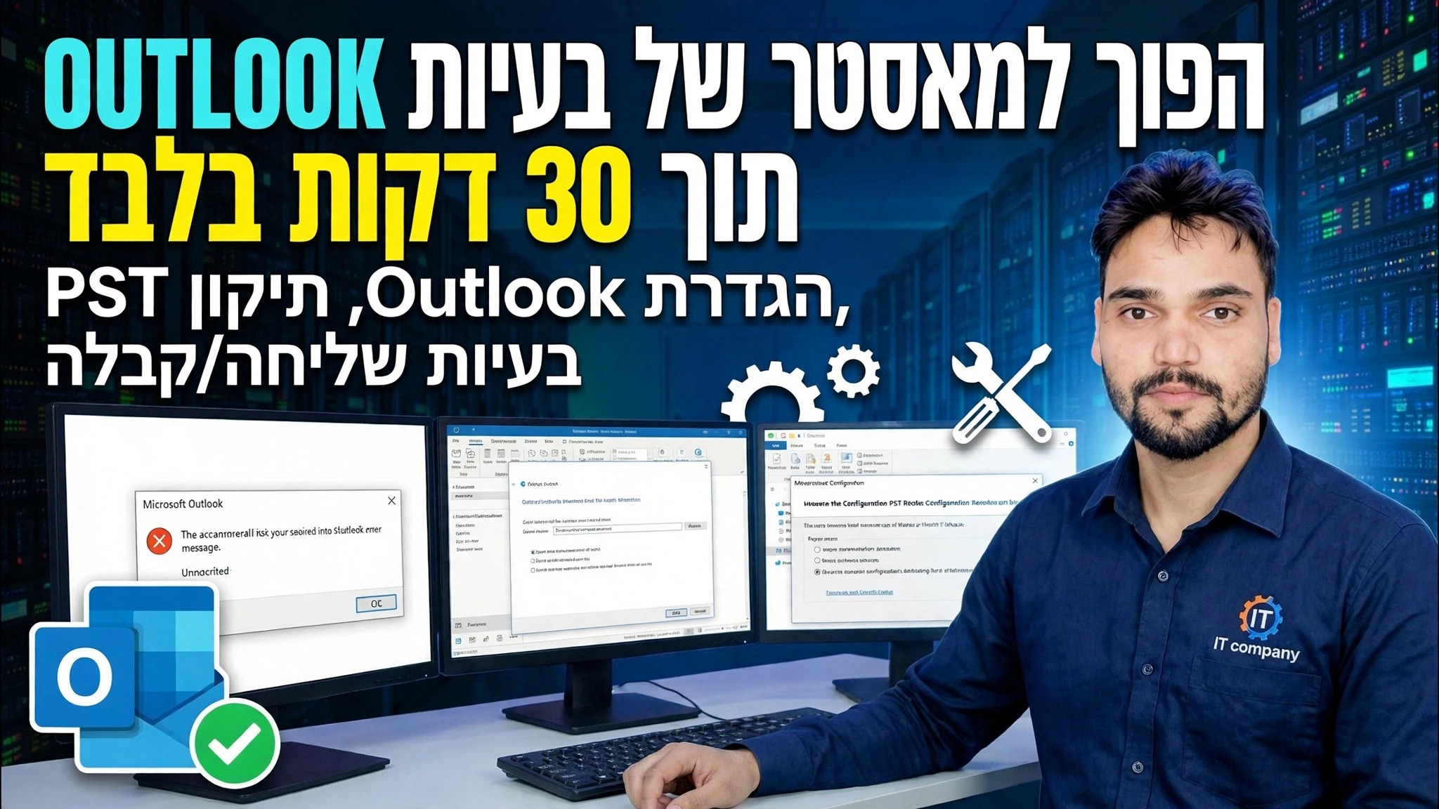 התקנה מלאה ומדריך לתיקון שגיאות של Outlook 🔥 הגדרת פרופיל IMAP POP PST ScanPST
