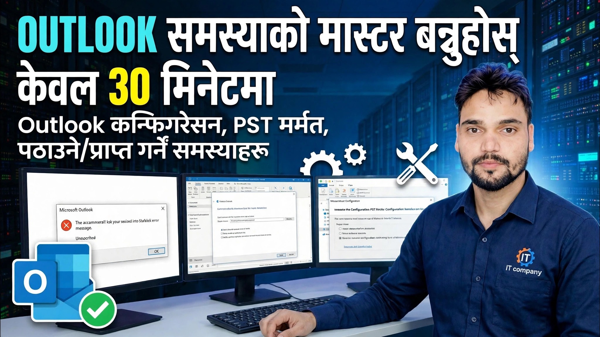 आउटलुक पूर्ण सेटअप र त्रुटि फिक्स गाइड 🔥 IMAP POP PST स्क्यानPST प्रोफाइल सेटअप