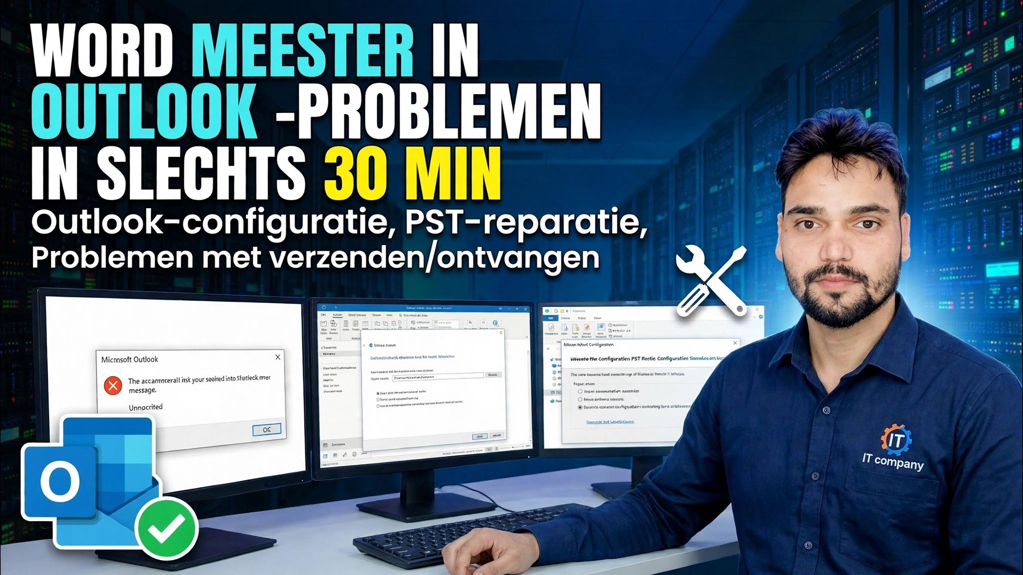 Handleiding voor volledige installatie en foutoplossing van Outlook 🔥 IMAP POP PST ScanPST-profiel instellen