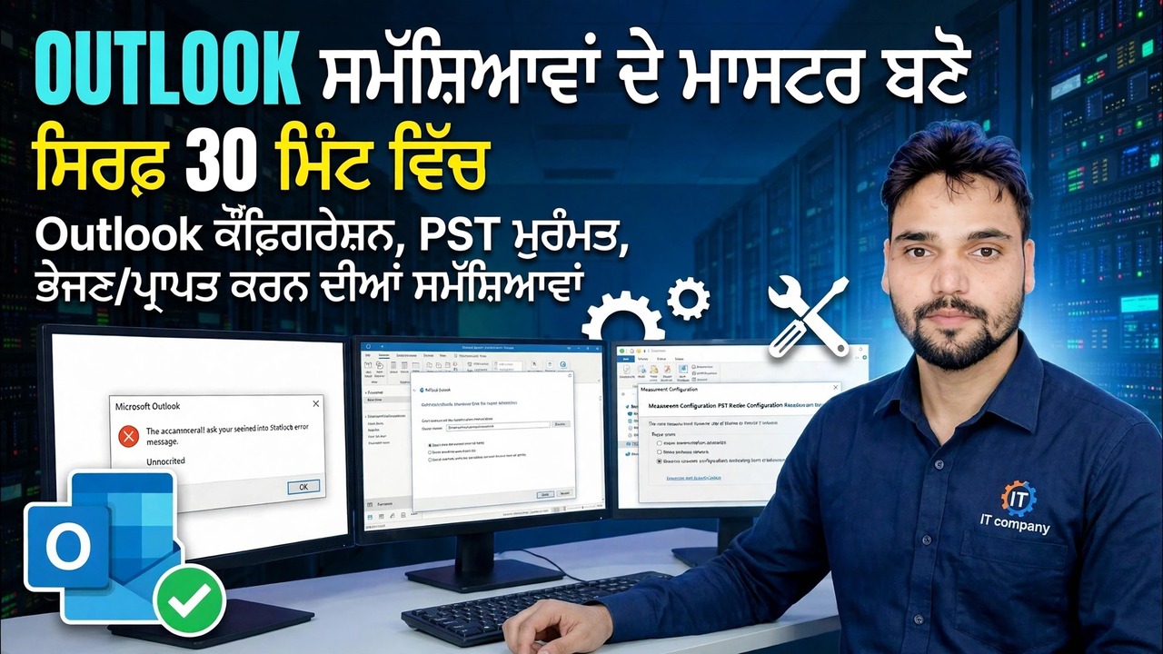 ਆਉਟਲੁੱਕ ਪੂਰਾ ਸੈੱਟਅੱਪ ਅਤੇ ਗਲਤੀ ਫਿਕਸ ਗਾਈਡ 🔥 IMAP POP PST ਸਕੈਨPST ਪ੍ਰੋਫਾਈਲ ਸੈੱਟਅੱਪ