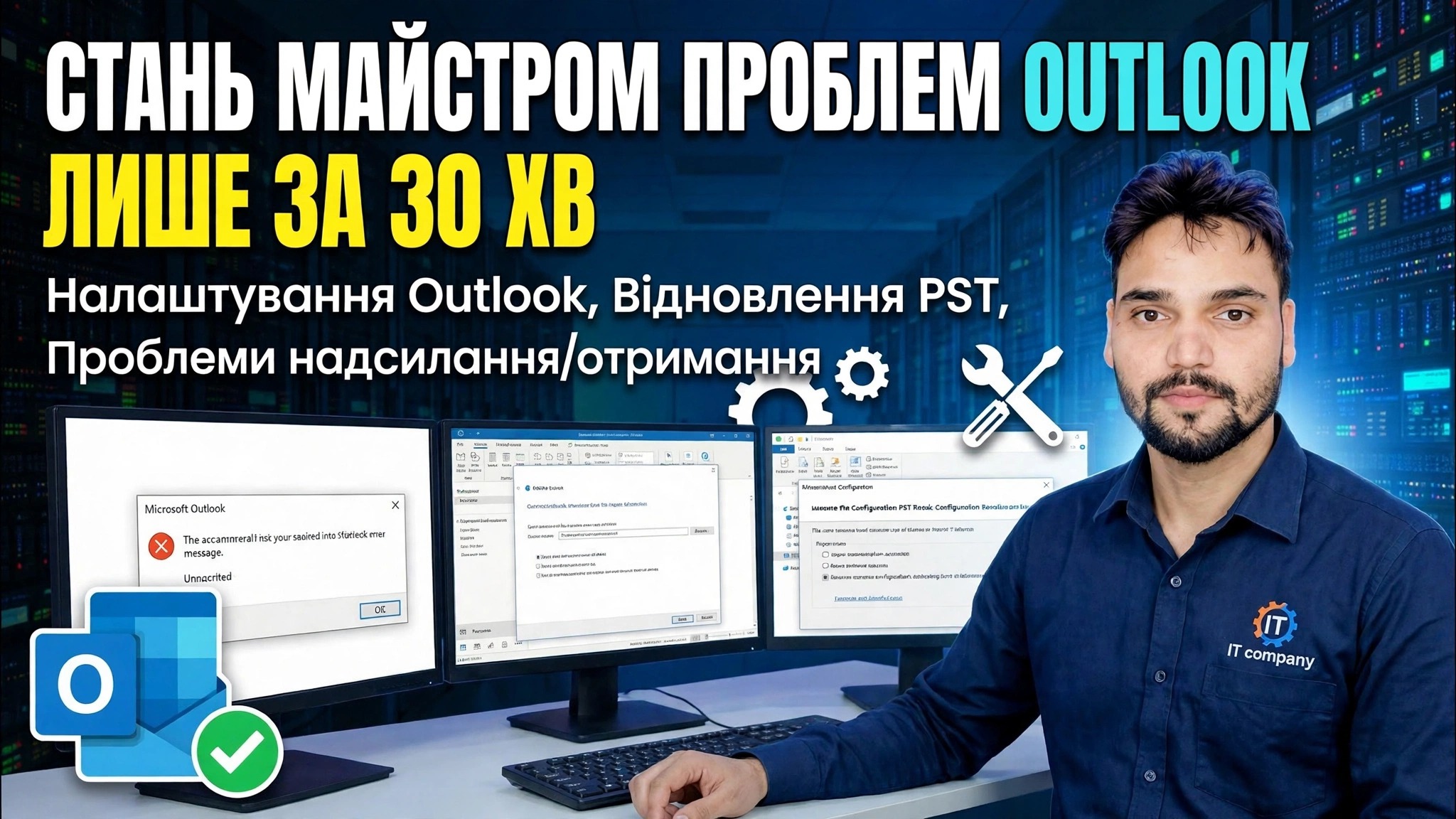 Посібник з повного налаштування та виправлення помилок Outlook 🔥 Налаштування профілю IMAP POP PST ScanPST