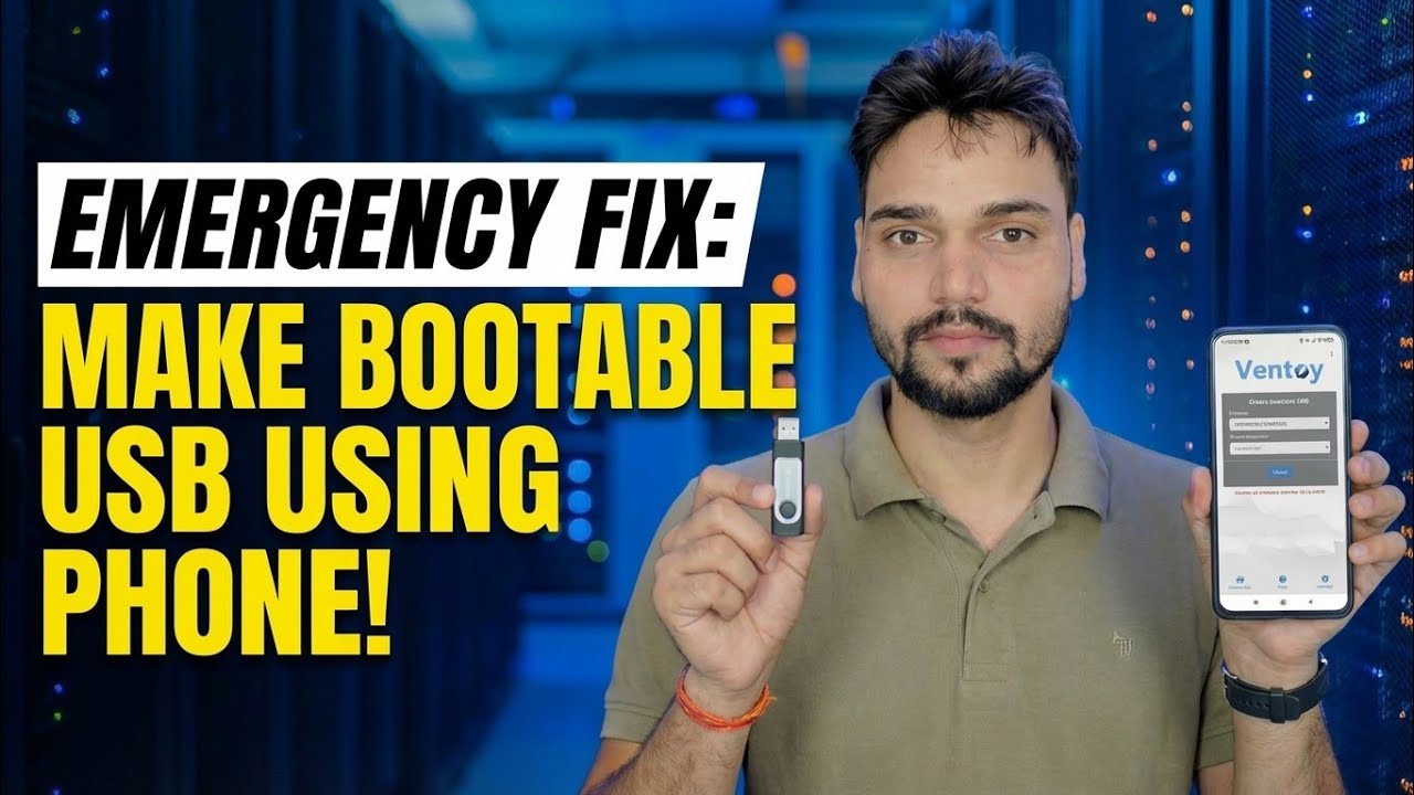 कोई पीसी नहीं? 😳 फ़ोन का उपयोग करके बूट करने योग्य USB बनाएं (आपातकालीन समाधान!)