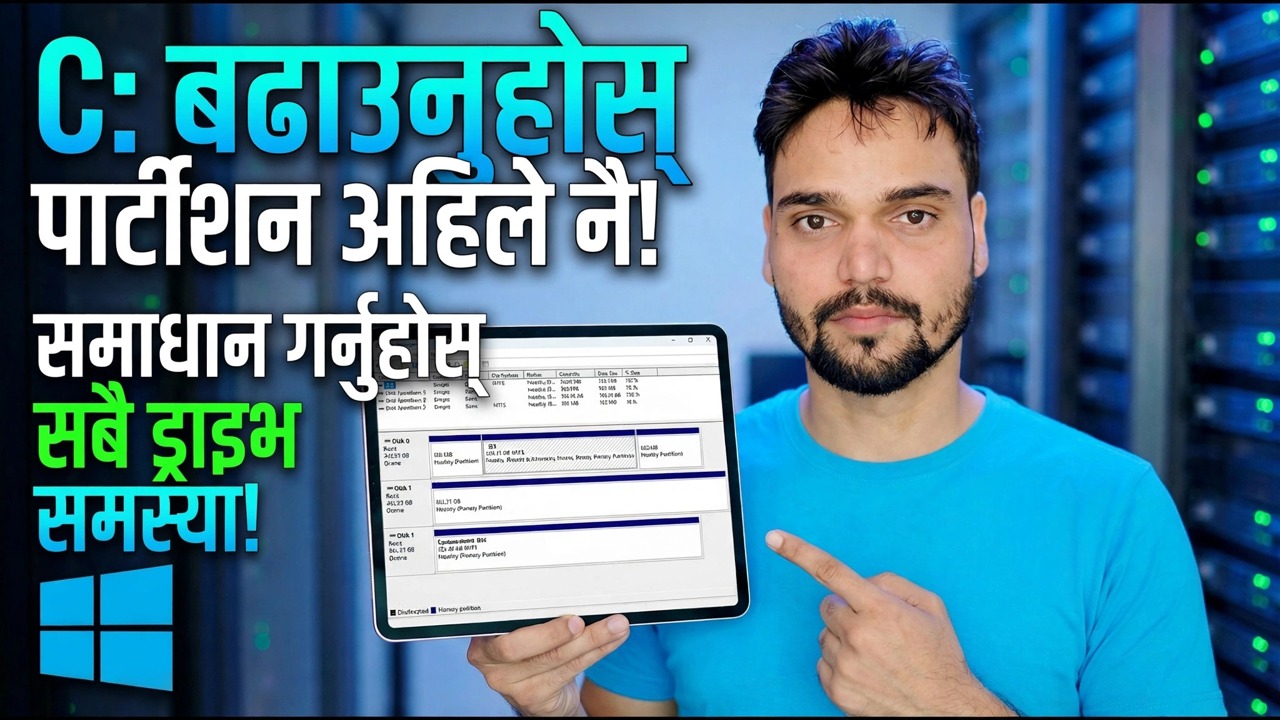कम डिस्क स्पेस फिक्स गर्नुहोस् - विभाजन विस्तार गर्नुहोस्