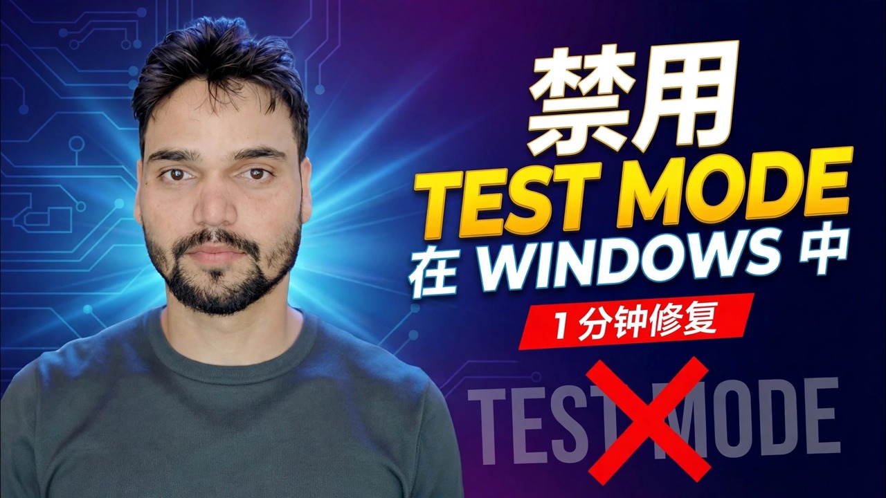 在 Windows 中关闭测试模式 🔥 使用一个 CMD 修复测试签名