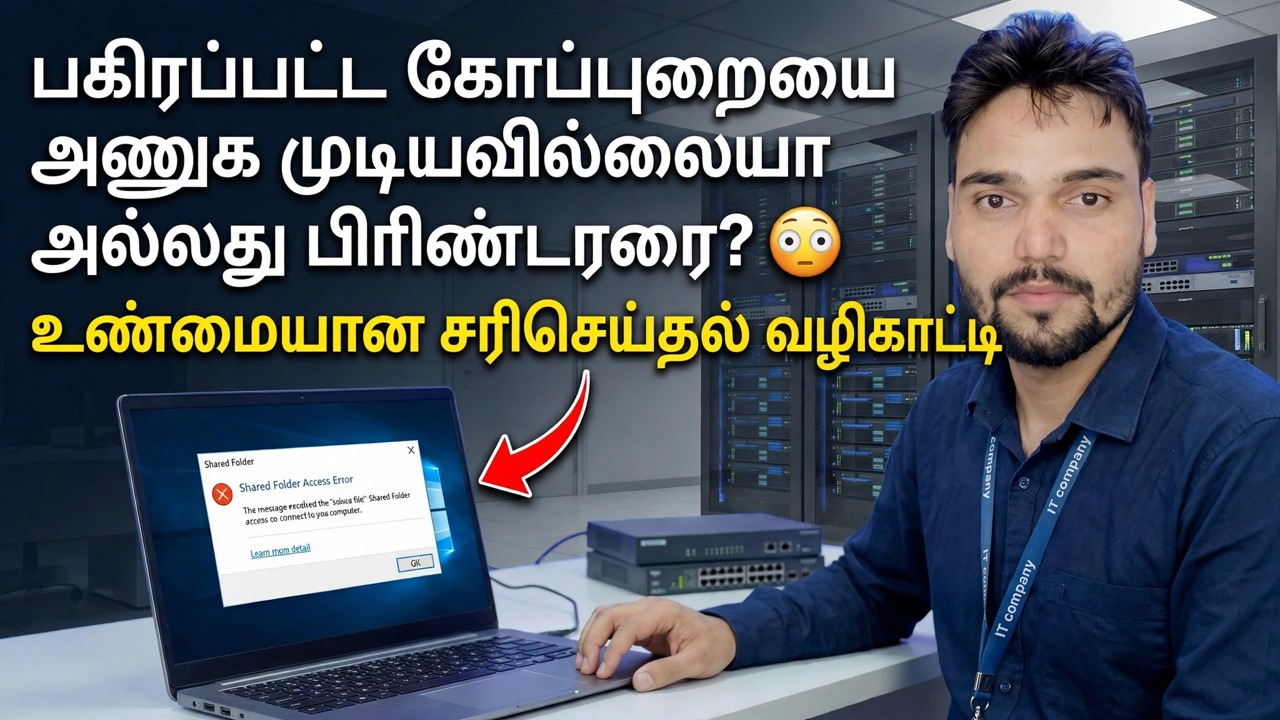 பகிரப்பட்ட கோப்புறை அல்லது அச்சுப்பொறியை அணுக முடியவில்லையா? 😳 உண்மையான பிழைத்திருத்த வழிகாட்டி