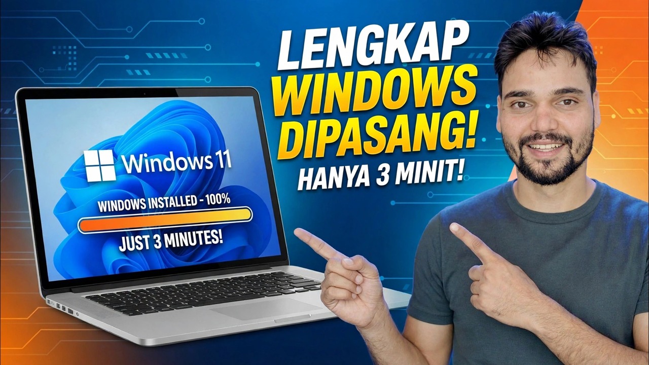 Pasang Windows Lengkap Hanya dalam 3 Minit ⚡