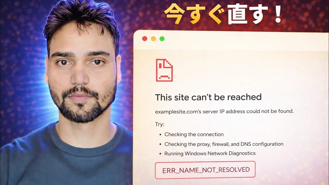 ERR_NAME_NOT_RESOLVED エラー修正 🔥 インターネットは動作しているがウェブサイトが開かない