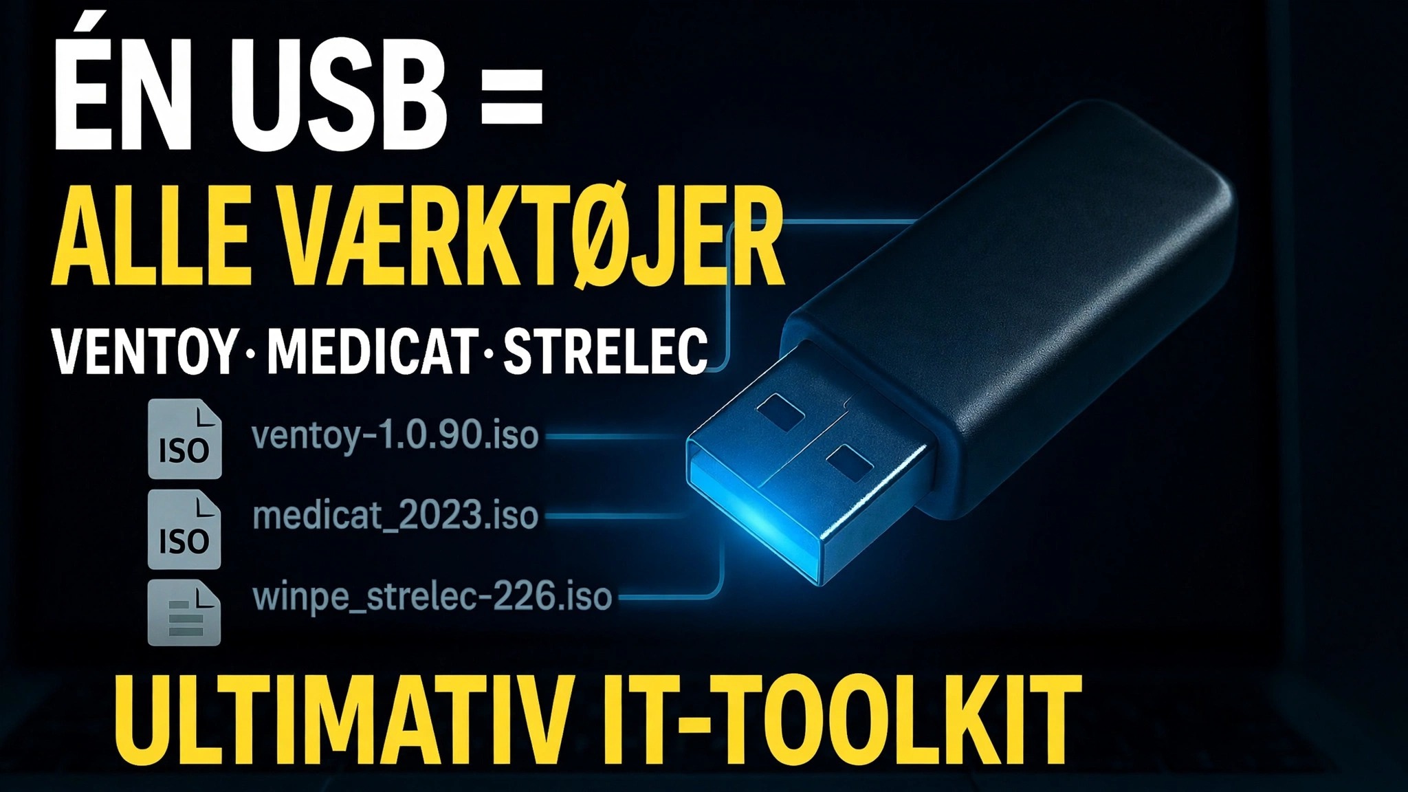 Én USB = Alle værktøjer ⚠️ Ventoy + MediCat + Strelec + Gandalf