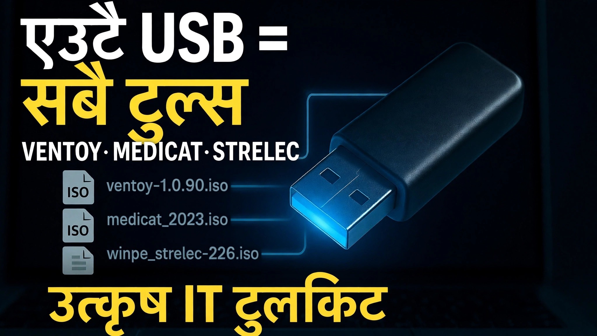 एउटा USB = सबै उपकरणहरू ⚠️ Ventoy + MediCat + Strelec + Gandalf