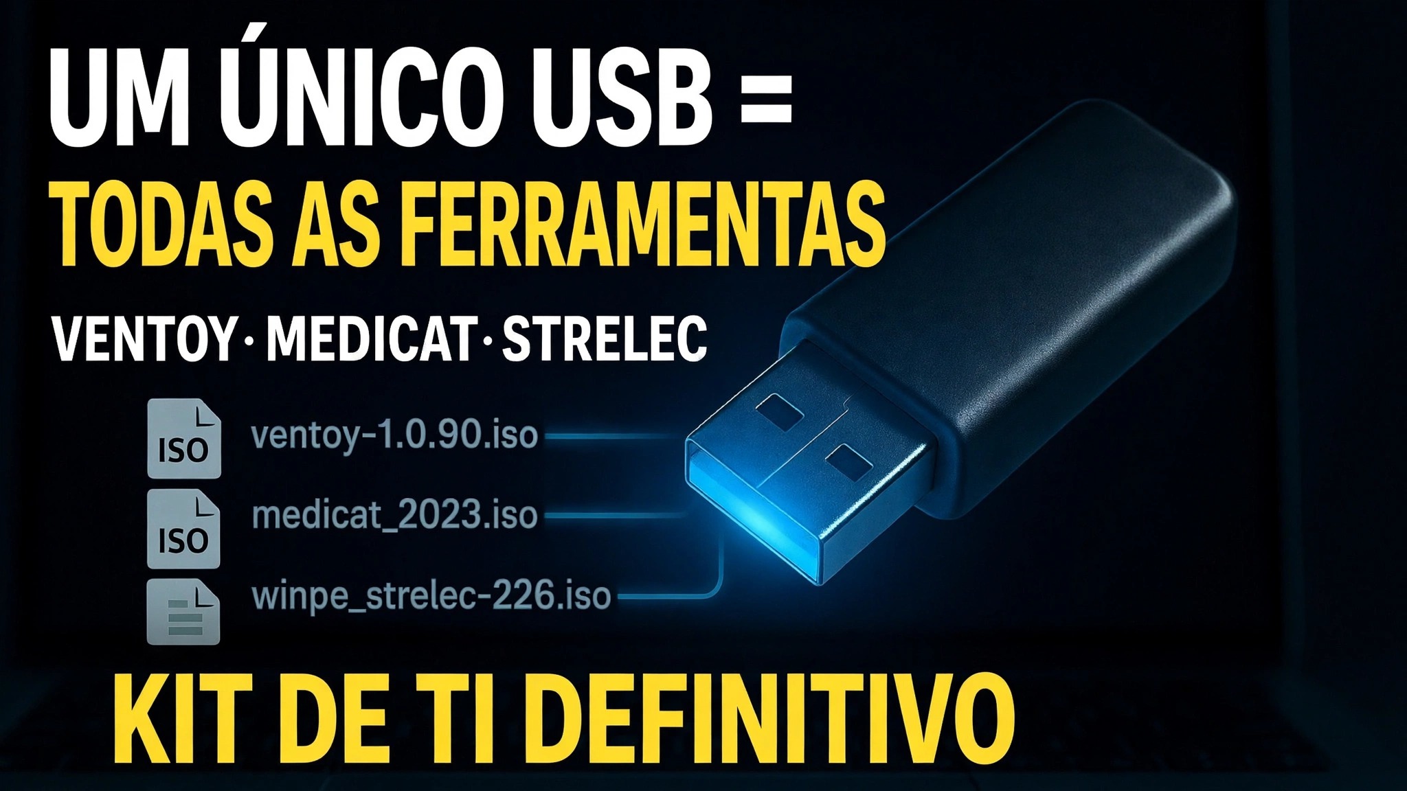 Um USB = Todas as Ferramentas ⚠️ Ventoy + MediCat + Strelec + Gandalf