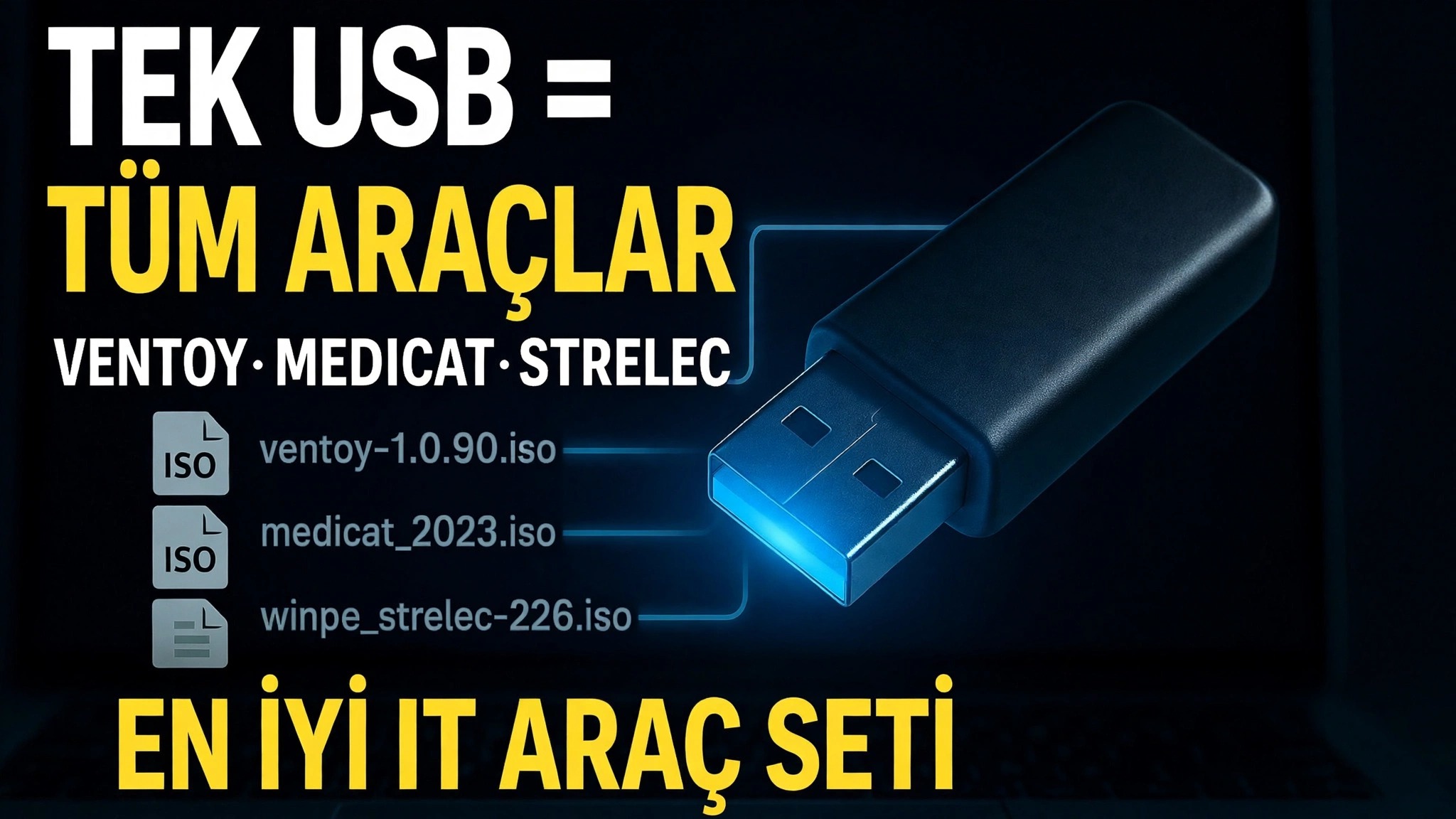 Bir USB = Tüm Araçlar ⚠️ Ventoy + MediCat + Strelec + Gandalf