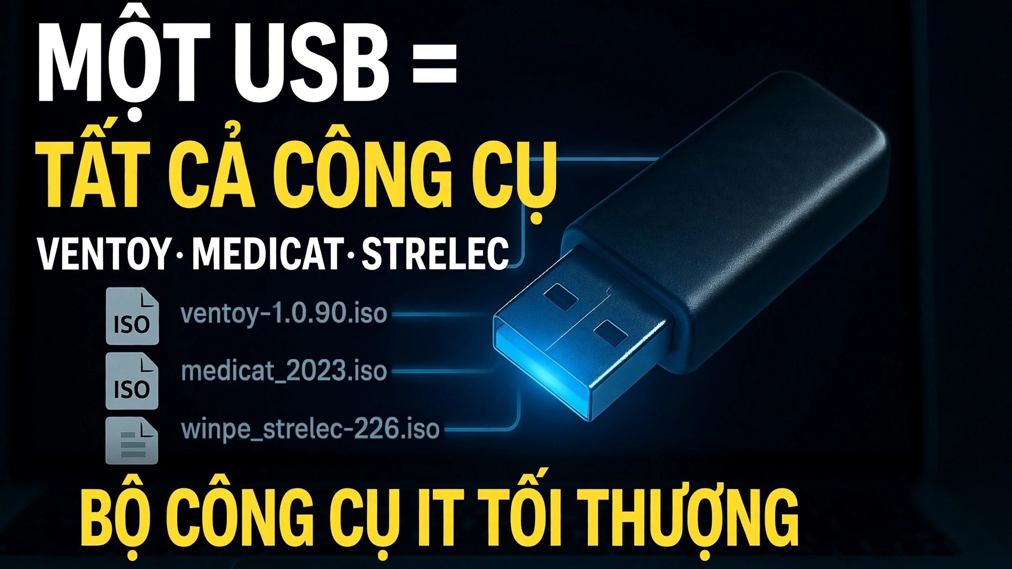Một USB = Tất cả công cụ ⚠️ Ventoy + MediCat + Strelec + Gandalf