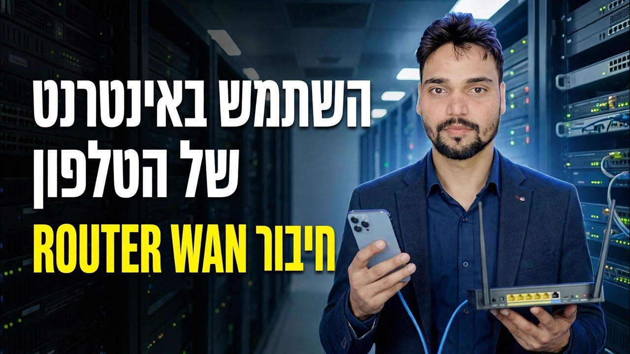 השתמש באינטרנט בטלפון בנתב 📶 הסבר על טריק חיבור Ethernet