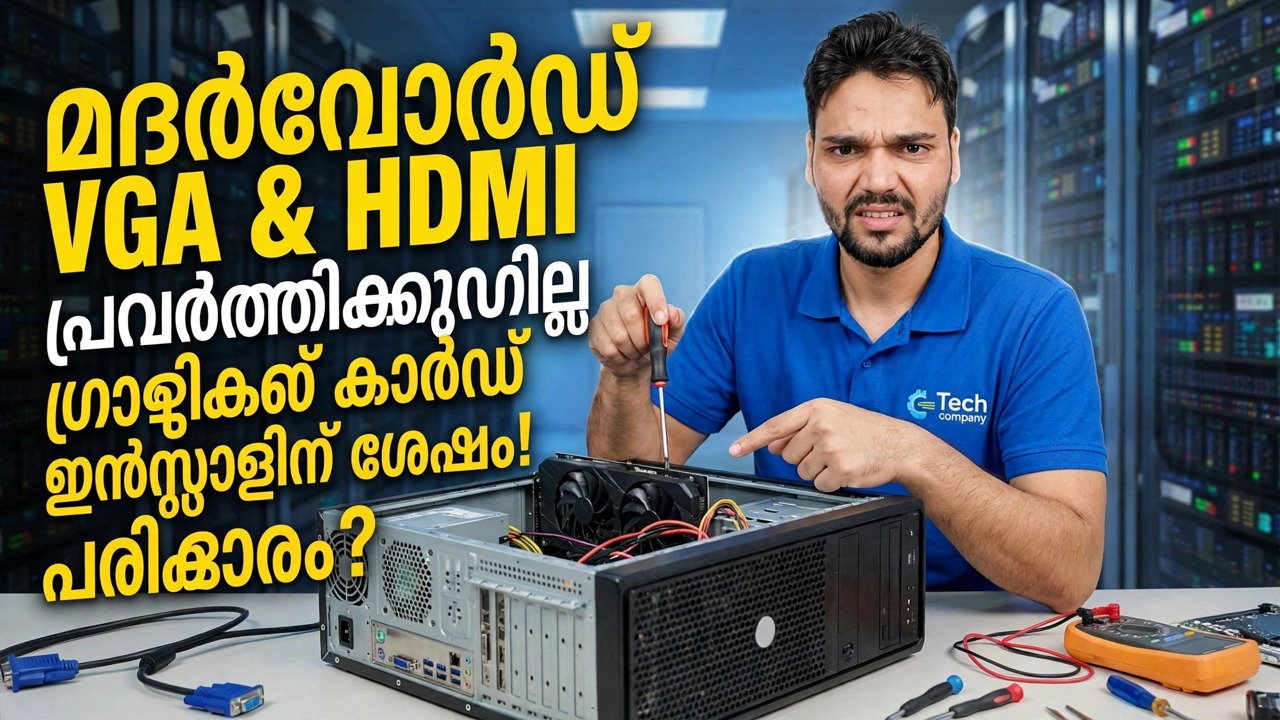 GPU ഇൻസ്റ്റാൾ ചെയ്തോ? മദർബോർഡിൽ നിന്ന് ഡിസ്പ്ലേ ഇല്ല 😳 പരിഹാരം