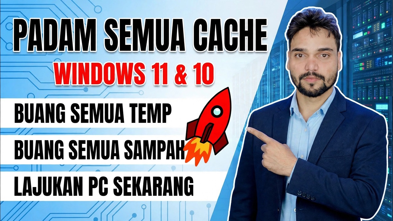 Kemahiran Jurutera IT Pro! 🚀 Kosongkan Semua Fail Cache, Sarap & Temp 😳 Percepatkan PC