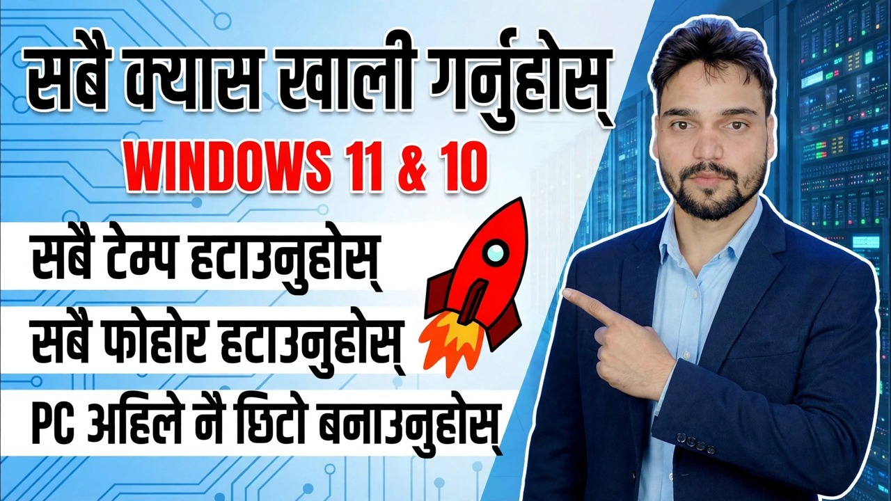 प्रो आईटी इन्जिनियर कौशल! 🚀 सबै क्यास, जंक र टेम्प फाइलहरू खाली गर्नुहोस् 😳 स्पीड अप पीसी