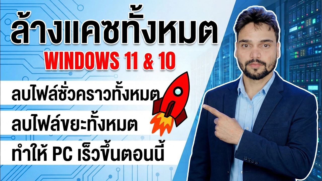ทักษะวิศวกรไอทีมืออาชีพ! 🚀 ล้างแคช ไฟล์ขยะ และไฟล์ชั่วคราวทั้งหมด 😉 เร่งความเร็วพีซี