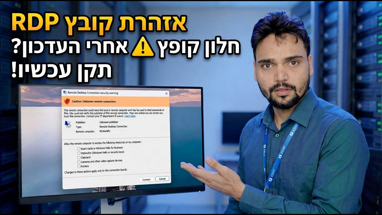 Windows Update האחרון שבר RDP? 😳 תיקון אזהרה חדש!