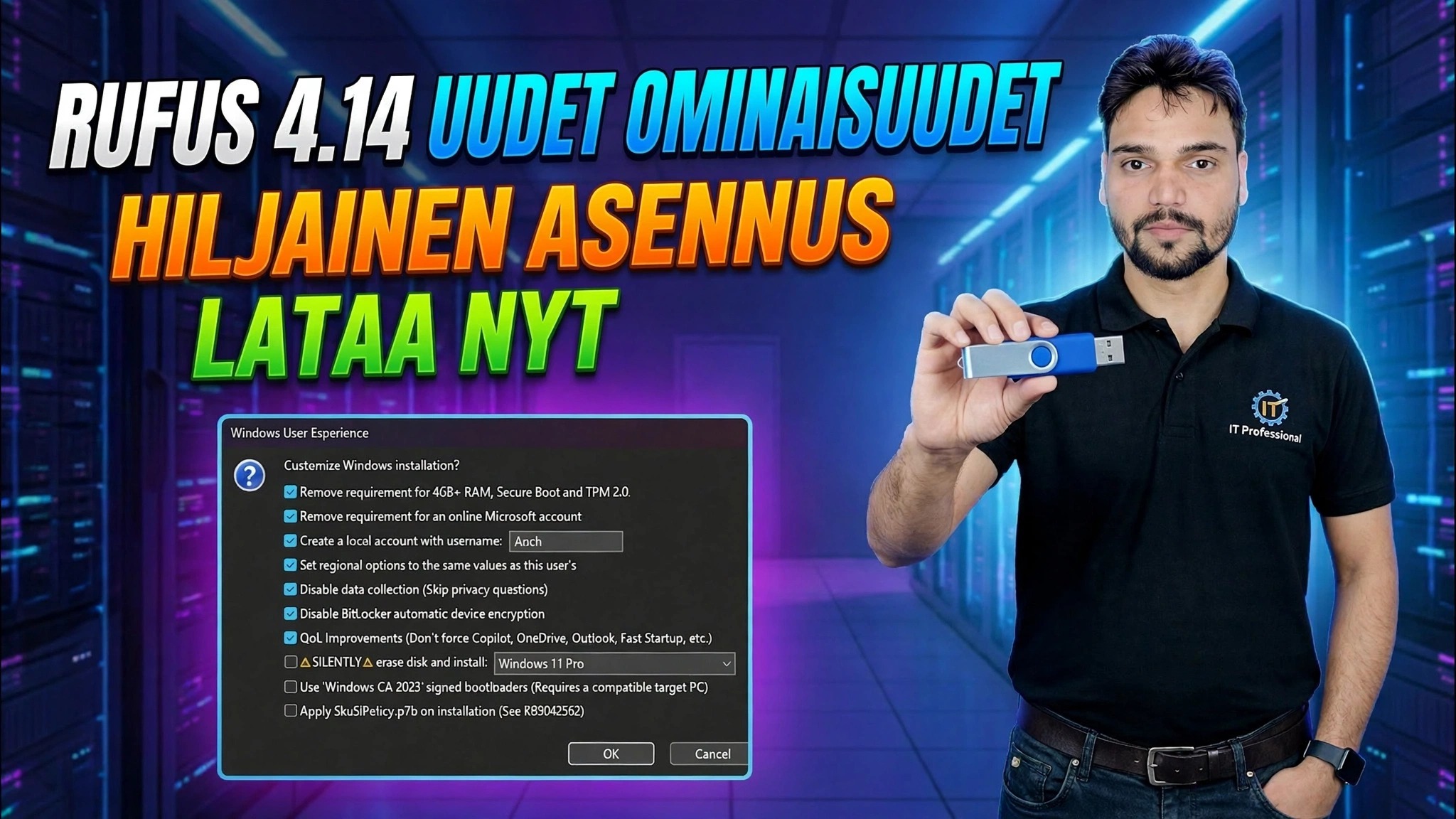 Rufus 4.14 Uudet ominaisuudet 😳 Windowsin USB-käynnistysopas!