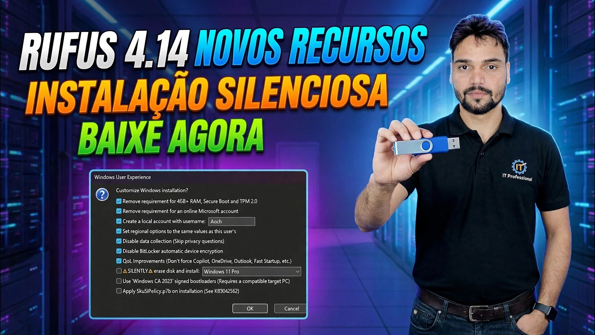 Novos recursos do Rufus 4.14 😳 Guia de inicialização USB do Windows!