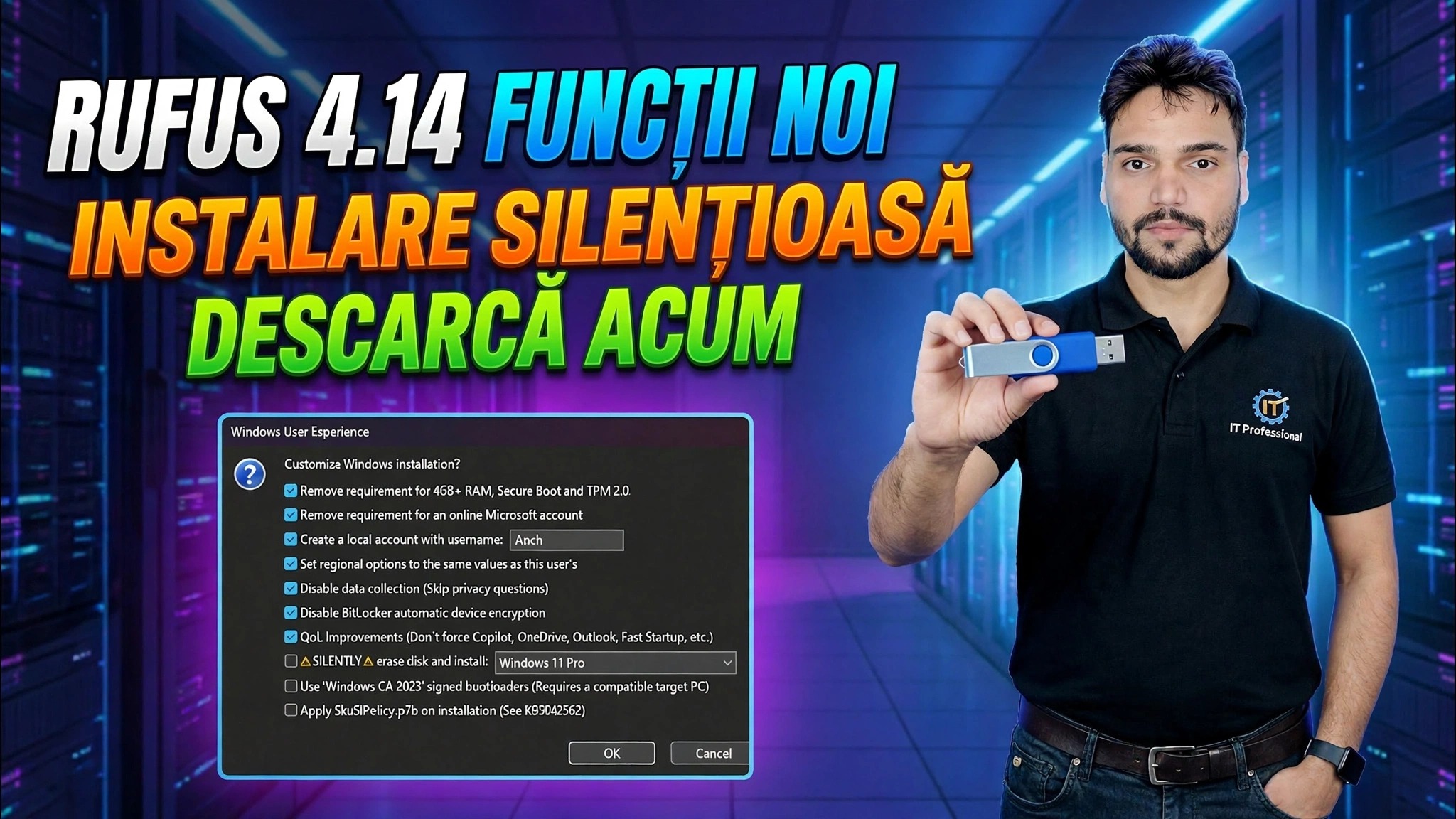Rufus 4.14 Caracteristici noi 😳 Ghid de pornire USB Windows!