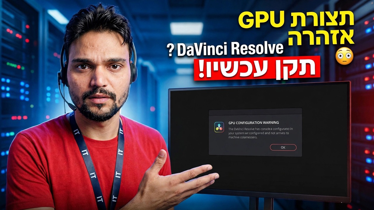 אזהרת תצורת GPU ב-DaVinci Resolve? 😳 תקן עכשיו!