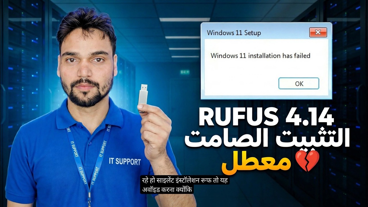 Rufus 4.14 Beta Bug 😳 ميزة التثبيت الصامت معطلة؟