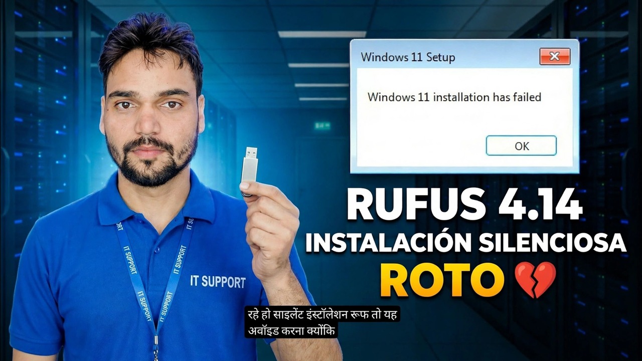 Error Beta de Rufus 4.14 😳 ¿Función de instalación silenciosa rota?