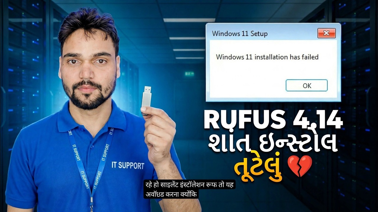 રુફસ 4.14 બીટા બગ 😳 સાયલન્ટ ઇન્સ્ટોલ ફીચર તૂટી ગયું છે?