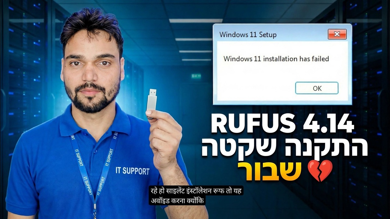 Rufus 4.14 Beta Bug 😳 תכונת התקנה שקטה נשברה?