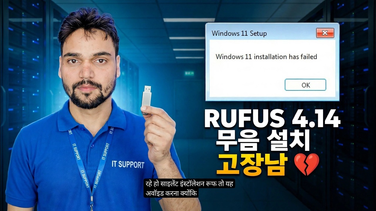 Rufus 4.14 베타 버그 😳 자동 설치 기능이 깨졌나요?