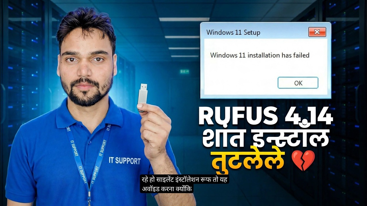 रुफस 4.14 बीटा बग 😳 सायलेंट इन्स्टॉल वैशिष्ट्य तुटले?