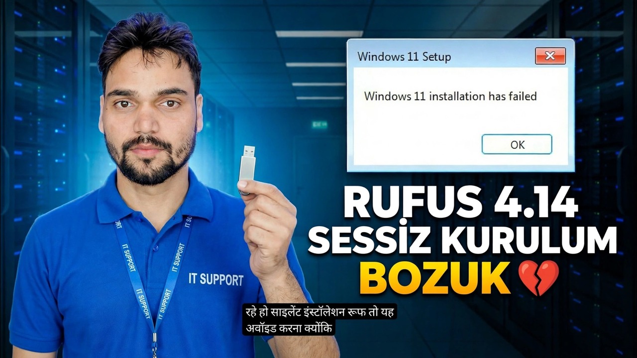 Rufus 4.14 Beta Hatası 😳 Sessiz Kurulum Özelliği Bozuk mu?