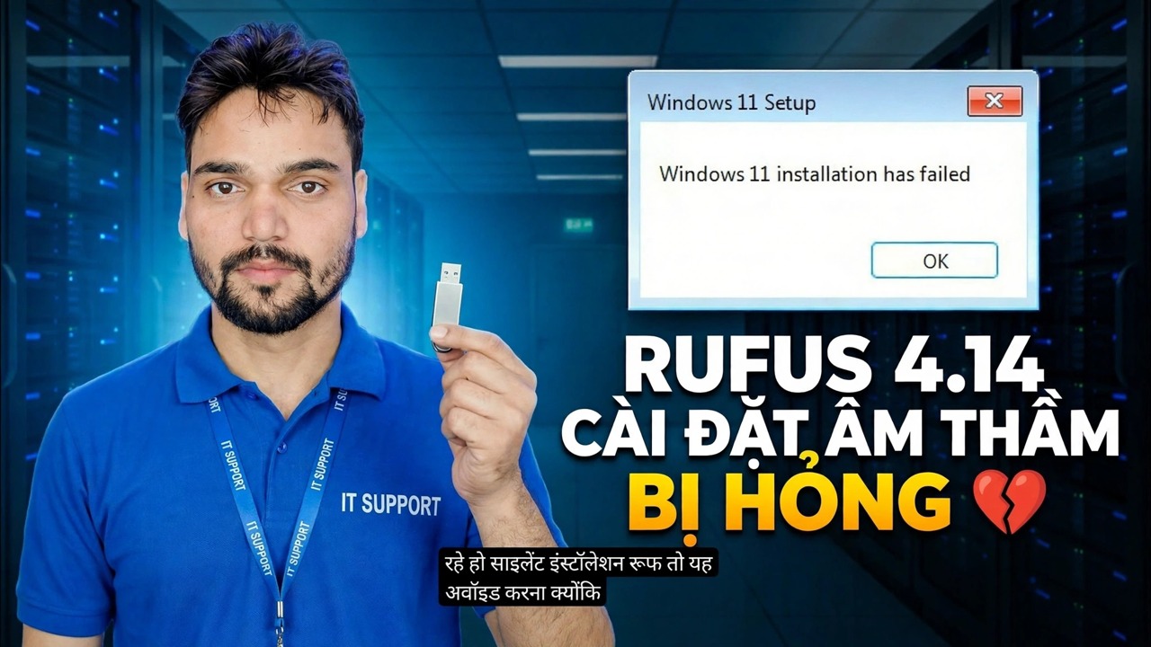 Lỗi Rufus 4.14 Beta 😳 Tính năng cài đặt im lặng bị hỏng?