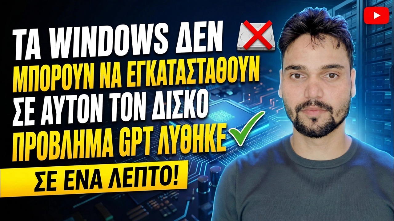 Τα Windows δεν μπορούν να εγκατασταθούν σε αυτόν τον δίσκο Διόρθωση 🔥 GPT σε MBR σε 1 λεπτό